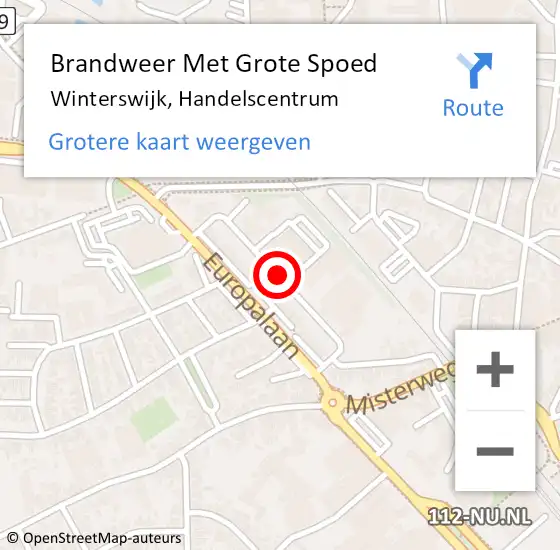 Locatie op kaart van de 112 melding: Brandweer Met Grote Spoed Naar Winterswijk, Handelscentrum op 13 mei 2021 15:19