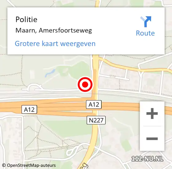 Locatie op kaart van de 112 melding: Politie Maarn, Amersfoortseweg op 13 mei 2021 15:20