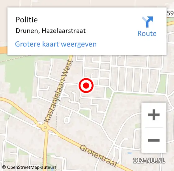 Locatie op kaart van de 112 melding: Politie Drunen, Hazelaarstraat op 13 mei 2021 15:35
