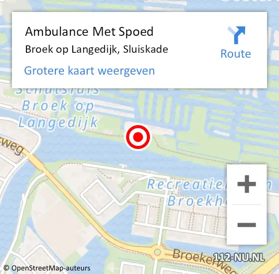 Locatie op kaart van de 112 melding: Ambulance Met Spoed Naar Broek op Langedijk, Sluiskade op 13 mei 2021 15:53