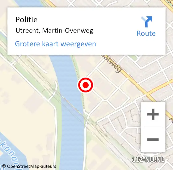 Locatie op kaart van de 112 melding: Politie Utrecht, Martin-Ovenweg op 13 mei 2021 16:20