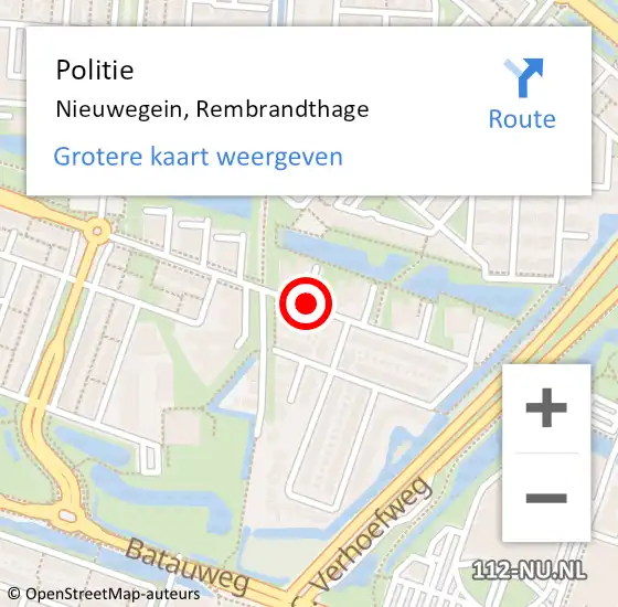 Locatie op kaart van de 112 melding: Politie Nieuwegein, Rembrandthage op 13 mei 2021 16:28