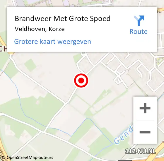 Locatie op kaart van de 112 melding: Brandweer Met Grote Spoed Naar Veldhoven, Korze op 13 mei 2021 17:41