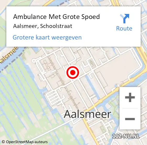 Locatie op kaart van de 112 melding: Ambulance Met Grote Spoed Naar Aalsmeer, Schoolstraat op 13 mei 2021 17:58