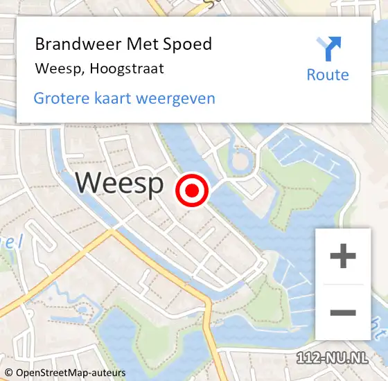 Locatie op kaart van de 112 melding: Brandweer Met Spoed Naar Weesp, Hoogstraat op 13 mei 2021 18:12