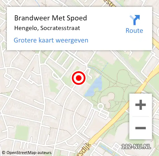 Locatie op kaart van de 112 melding: Brandweer Met Spoed Naar Hengelo, Socratesstraat op 13 mei 2021 19:30