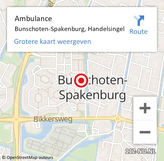 Locatie op kaart van de 112 melding: Ambulance Bunschoten-Spakenburg, Handelsingel op 10 juni 2014 11:32