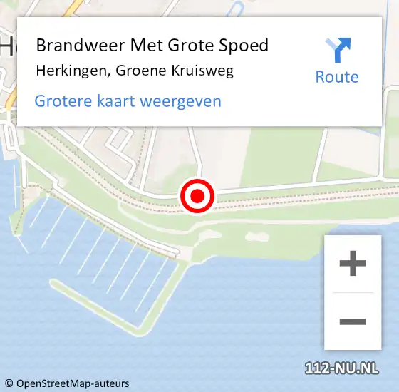 Locatie op kaart van de 112 melding: Brandweer Met Grote Spoed Naar Herkingen, Groene Kruisweg op 13 mei 2021 20:18