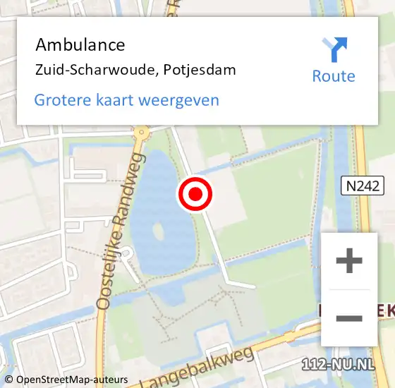 Locatie op kaart van de 112 melding: Ambulance Zuid-Scharwoude, Potjesdam op 13 mei 2021 20:45