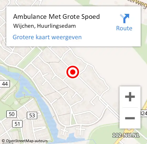 Locatie op kaart van de 112 melding: Ambulance Met Grote Spoed Naar Wijchen, Huurlingsedam op 13 mei 2021 22:08