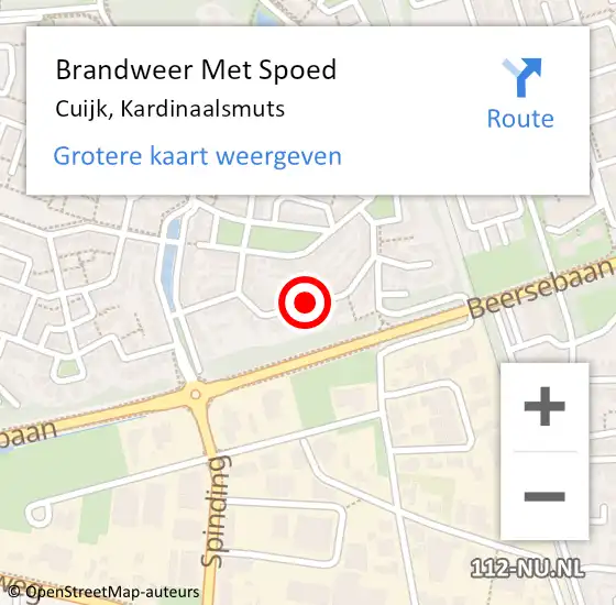 Locatie op kaart van de 112 melding: Brandweer Met Spoed Naar Cuijk, Kardinaalsmuts op 13 mei 2021 23:36