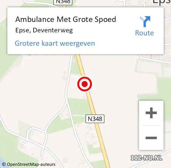 Locatie op kaart van de 112 melding: Ambulance Met Grote Spoed Naar Epse, Deventerweg op 14 mei 2021 00:22