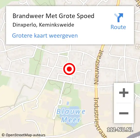 Locatie op kaart van de 112 melding: Brandweer Met Grote Spoed Naar Dinxperlo, Keminksweide op 14 mei 2021 00:23