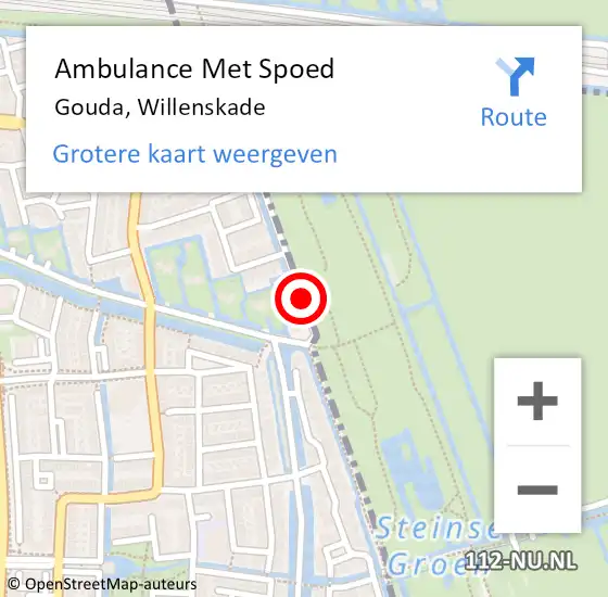 Locatie op kaart van de 112 melding: Ambulance Met Spoed Naar Gouda, Willenskade op 14 mei 2021 03:48