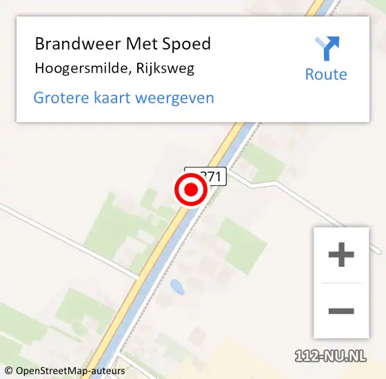 Locatie op kaart van de 112 melding: Brandweer Met Spoed Naar Hoogersmilde, Rijksweg op 14 mei 2021 05:41