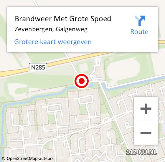 Locatie op kaart van de 112 melding: Brandweer Met Grote Spoed Naar Zevenbergen, Galgenweg op 14 mei 2021 07:20