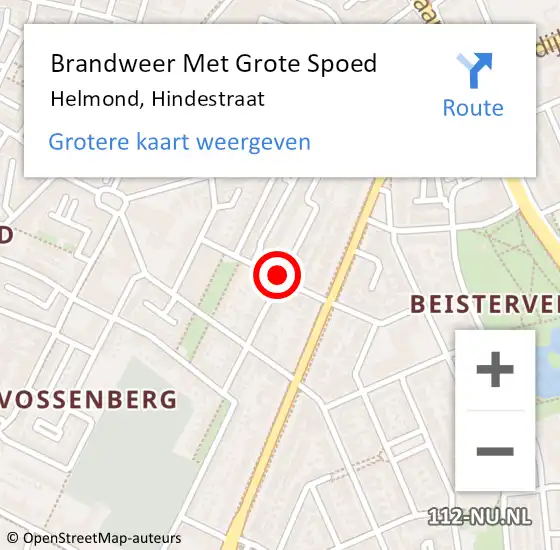 Locatie op kaart van de 112 melding: Brandweer Met Grote Spoed Naar Helmond, Hindestraat op 14 mei 2021 08:49