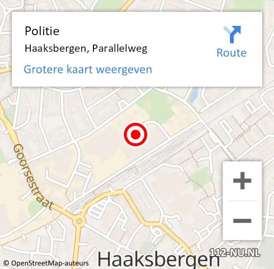 Locatie op kaart van de 112 melding: Politie Haaksbergen, Parallelweg op 14 mei 2021 09:03