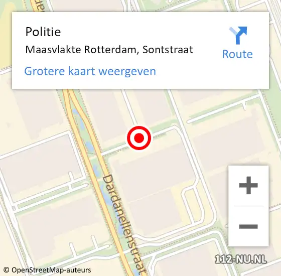 Locatie op kaart van de 112 melding: Politie Maasvlakte Rotterdam, Sontstraat op 14 mei 2021 09:45