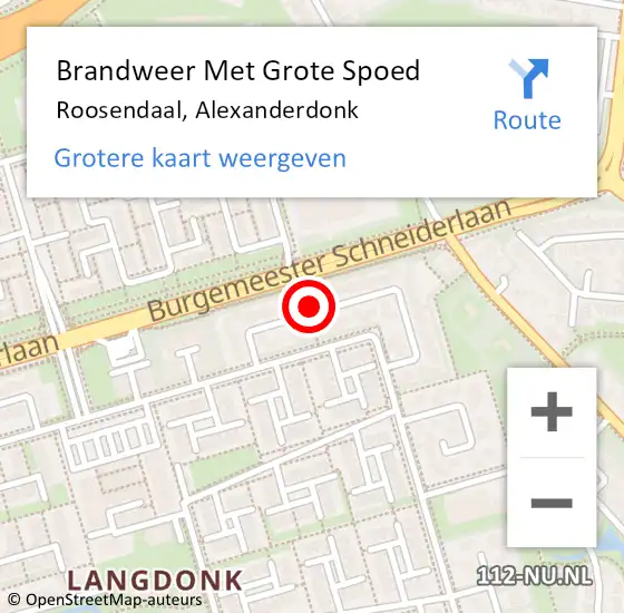 Locatie op kaart van de 112 melding: Brandweer Met Grote Spoed Naar Roosendaal, Alexanderdonk op 14 mei 2021 09:47