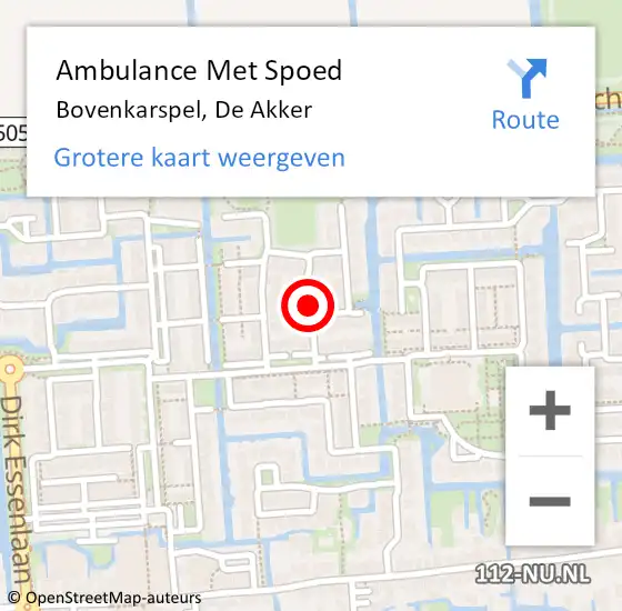 Locatie op kaart van de 112 melding: Ambulance Met Spoed Naar Bovenkarspel, De Akker op 14 mei 2021 10:08