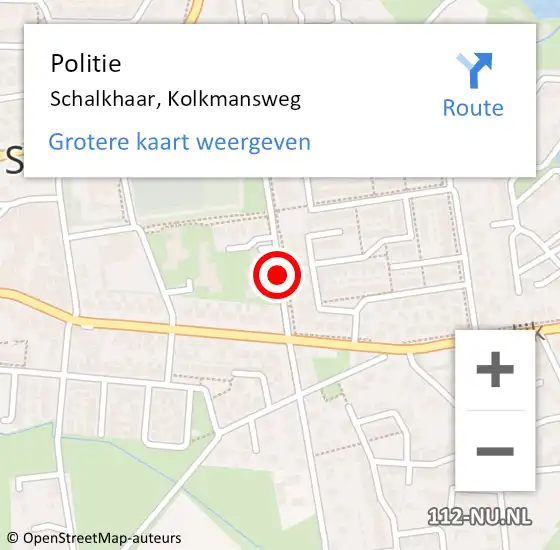 Locatie op kaart van de 112 melding: Politie Schalkhaar, Kolkmansweg op 14 mei 2021 10:22