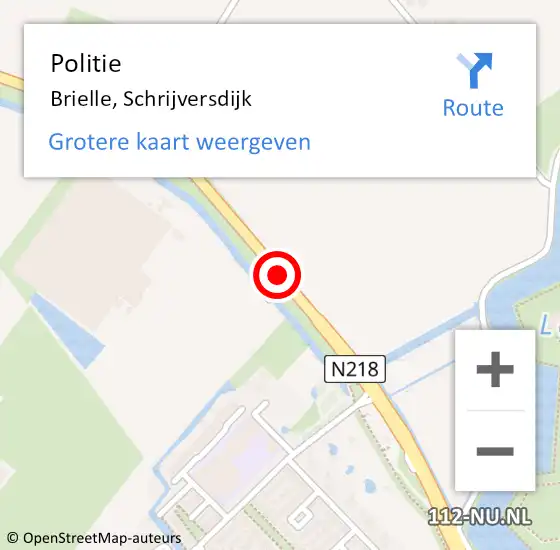 Locatie op kaart van de 112 melding: Politie Brielle, Schrijversdijk op 14 mei 2021 11:11