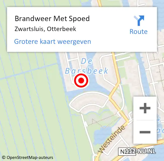 Locatie op kaart van de 112 melding: Brandweer Met Spoed Naar Zwartsluis, Otterbeek op 14 mei 2021 14:04