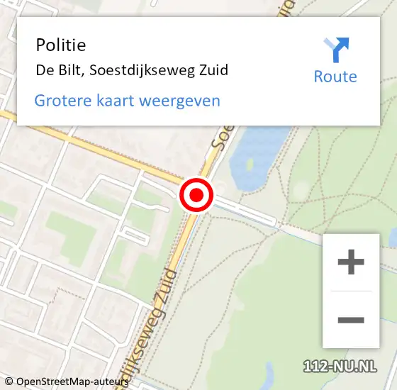 Locatie op kaart van de 112 melding: Politie De Bilt, Soestdijkseweg Zuid op 14 mei 2021 14:14