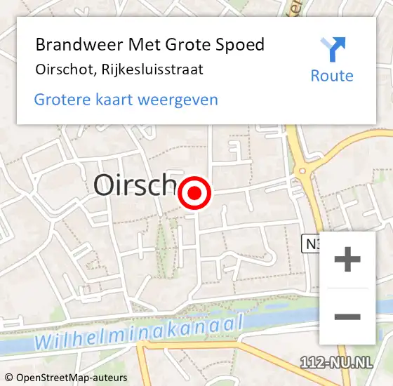 Locatie op kaart van de 112 melding: Brandweer Met Grote Spoed Naar Oirschot, Rijkesluisstraat op 14 mei 2021 14:30