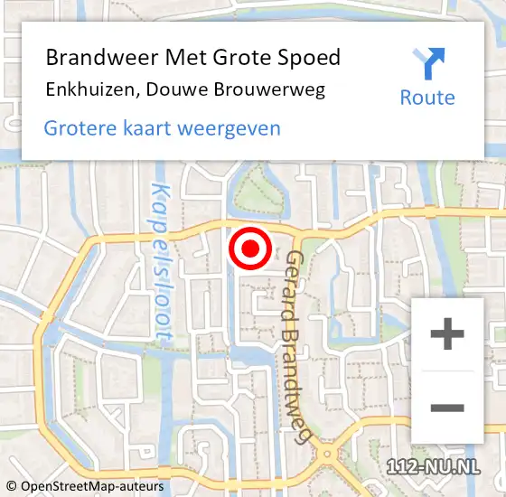 Locatie op kaart van de 112 melding: Brandweer Met Grote Spoed Naar Enkhuizen, Douwe Brouwerweg op 14 mei 2021 15:09