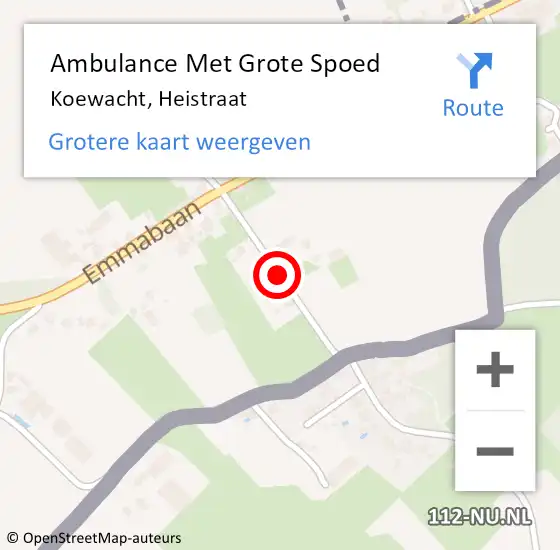 Locatie op kaart van de 112 melding: Ambulance Met Grote Spoed Naar Koewacht, Heistraat op 4 oktober 2013 15:56