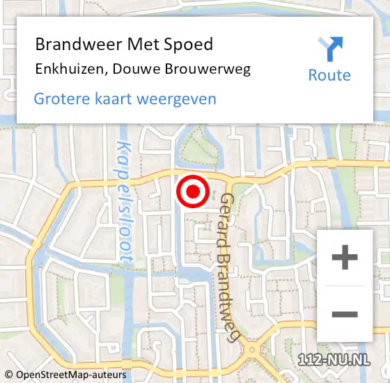 Locatie op kaart van de 112 melding: Brandweer Met Spoed Naar Enkhuizen, Douwe Brouwerweg op 14 mei 2021 16:10