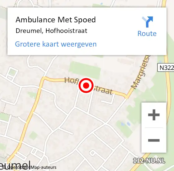 Locatie op kaart van de 112 melding: Ambulance Met Spoed Naar Dreumel, Hofhooistraat op 14 mei 2021 16:58