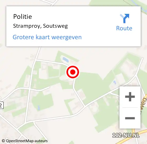 Locatie op kaart van de 112 melding: Politie Stramproy, Soutsweg op 14 mei 2021 17:21