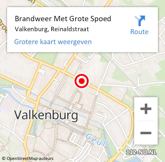 Locatie op kaart van de 112 melding: Brandweer Met Grote Spoed Naar Valkenburg, Reinaldstraat op 14 mei 2021 19:07