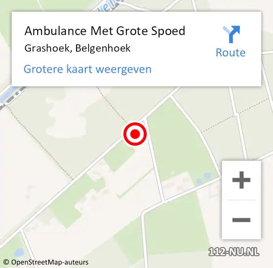 Locatie op kaart van de 112 melding: Ambulance Met Grote Spoed Naar Grashoek, Belgenhoek op 10 juni 2014 13:08