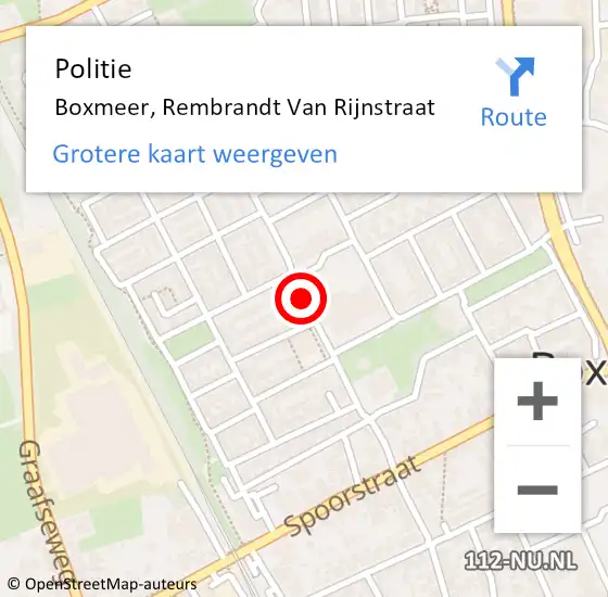 Locatie op kaart van de 112 melding: Politie Boxmeer, Rembrandt Van Rijnstraat op 14 mei 2021 20:22