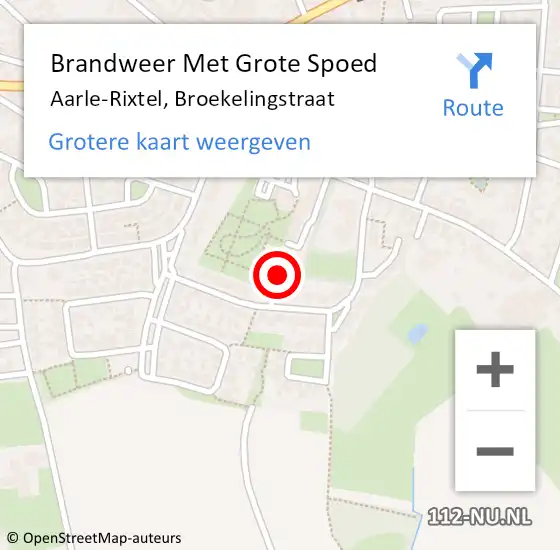 Locatie op kaart van de 112 melding: Brandweer Met Grote Spoed Naar Aarle-Rixtel, Broekelingstraat op 14 mei 2021 21:04