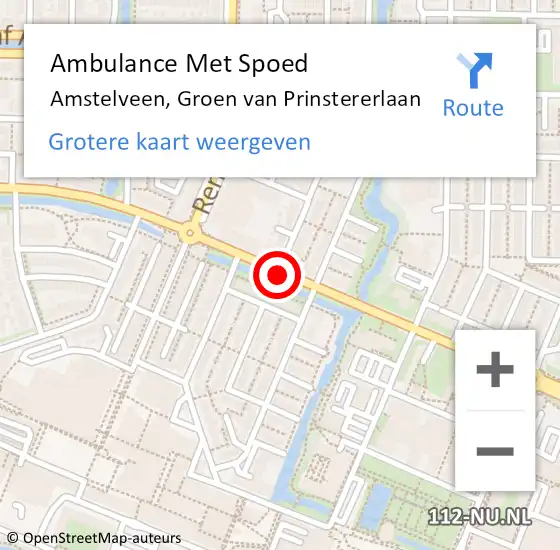 Locatie op kaart van de 112 melding: Ambulance Met Spoed Naar Amstelveen, Groen van Prinstererlaan op 14 mei 2021 21:25