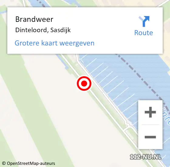 Locatie op kaart van de 112 melding: Brandweer Dinteloord, Sasdijk op 14 mei 2021 22:54