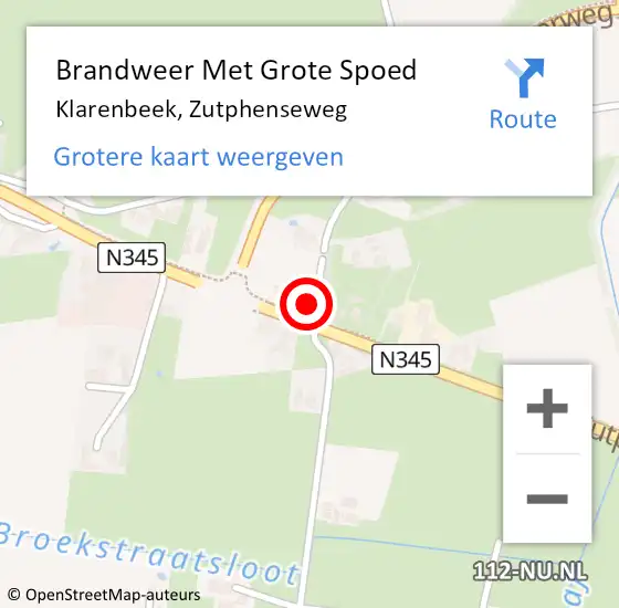 Locatie op kaart van de 112 melding: Brandweer Met Grote Spoed Naar Klarenbeek, Zutphenseweg op 4 oktober 2013 16:01