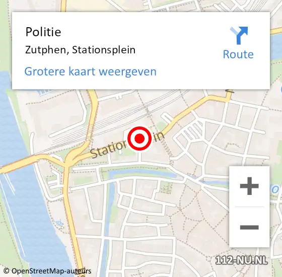 Locatie op kaart van de 112 melding: Politie Zutphen, Stationsplein op 15 mei 2021 01:49