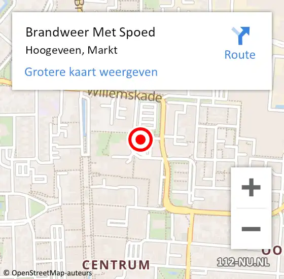 Locatie op kaart van de 112 melding: Brandweer Met Spoed Naar Hoogeveen, Markt op 15 mei 2021 06:38