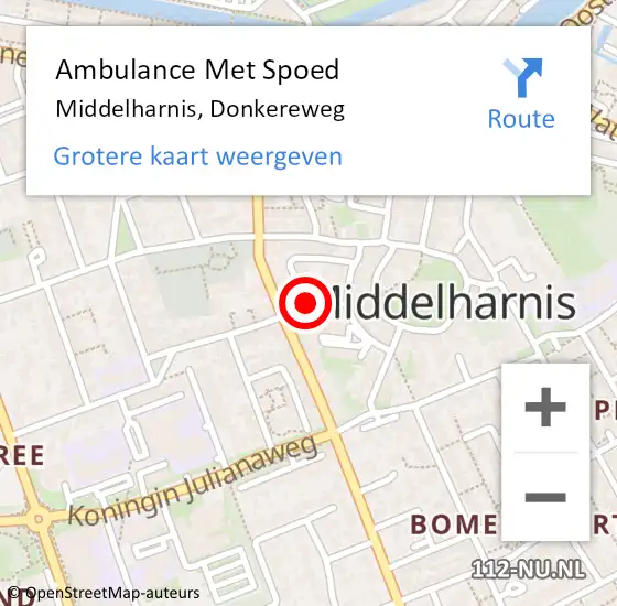 Locatie op kaart van de 112 melding: Ambulance Met Spoed Naar Middelharnis, Donkereweg op 15 mei 2021 10:49