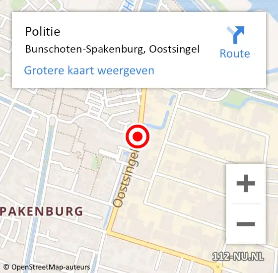 Locatie op kaart van de 112 melding: Politie Bunschoten-Spakenburg, Oostsingel op 15 mei 2021 15:36