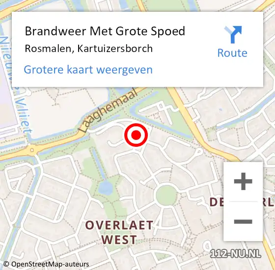 Locatie op kaart van de 112 melding: Brandweer Met Grote Spoed Naar Rosmalen, Kartuizersborch op 15 mei 2021 15:42