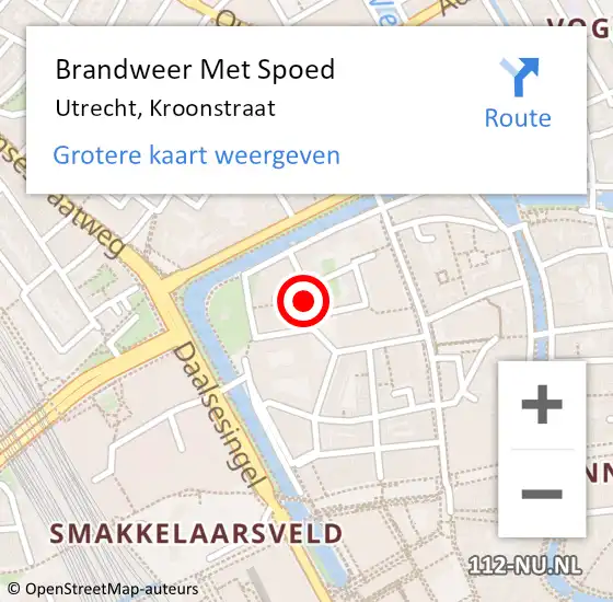 Locatie op kaart van de 112 melding: Brandweer Met Spoed Naar Utrecht, Kroonstraat op 15 mei 2021 17:39