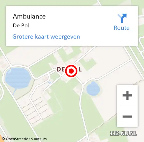 Locatie op kaart van de 112 melding: Ambulance De Pol op 15 mei 2021 20:49