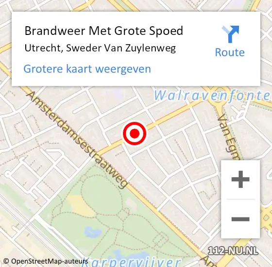 Locatie op kaart van de 112 melding: Brandweer Met Grote Spoed Naar Utrecht, Sweder Van Zuylenweg op 15 mei 2021 20:51